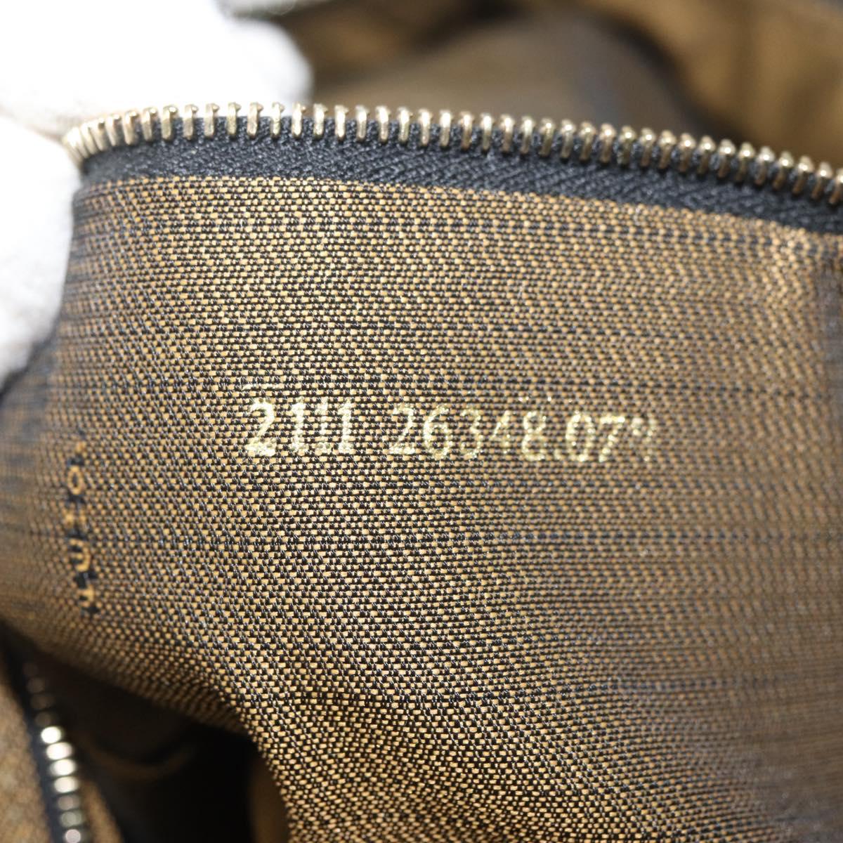 FENDI Zucca Canvas Hand Bag Black Brown Auth 178271A
