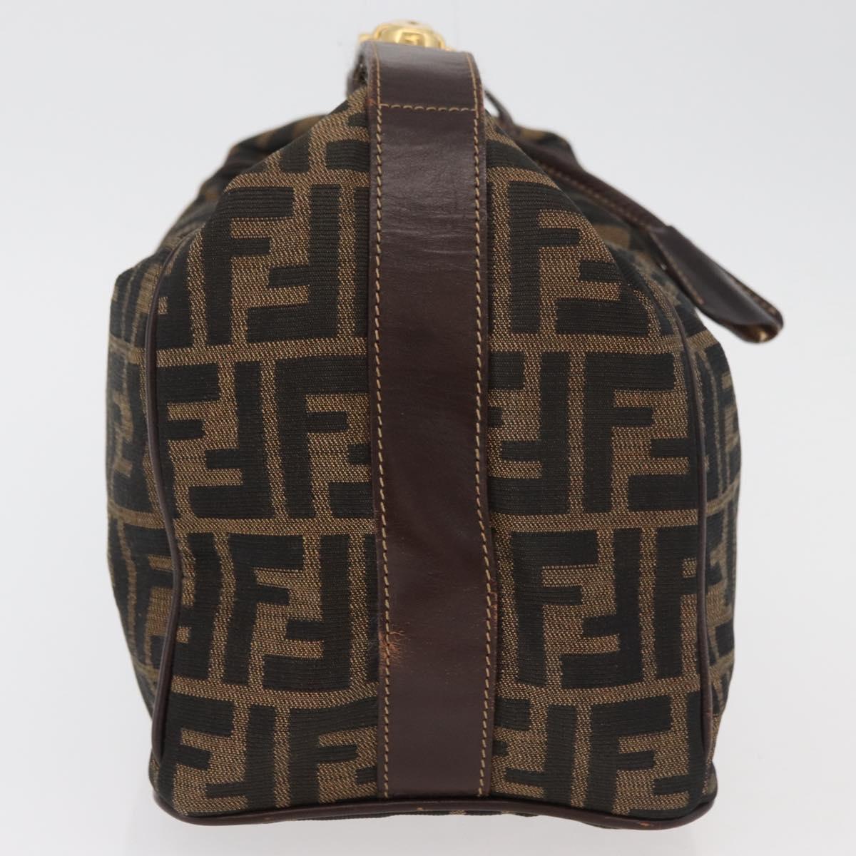 FENDI Zucca Canvas Hand Bag Black Brown Auth 178271A