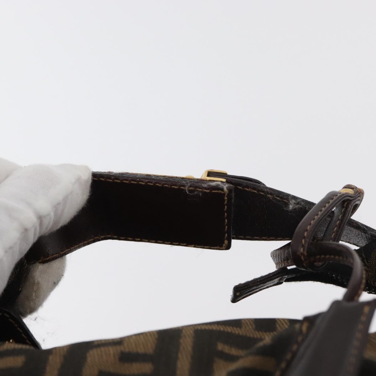 FENDI Zucca Canvas Hand Bag Black Brown Auth 178271A