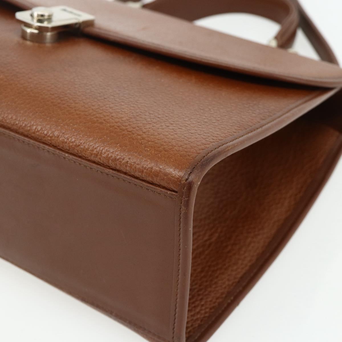 Burberrys Hand Bag Leather 2way Brown Gold Auth 178273