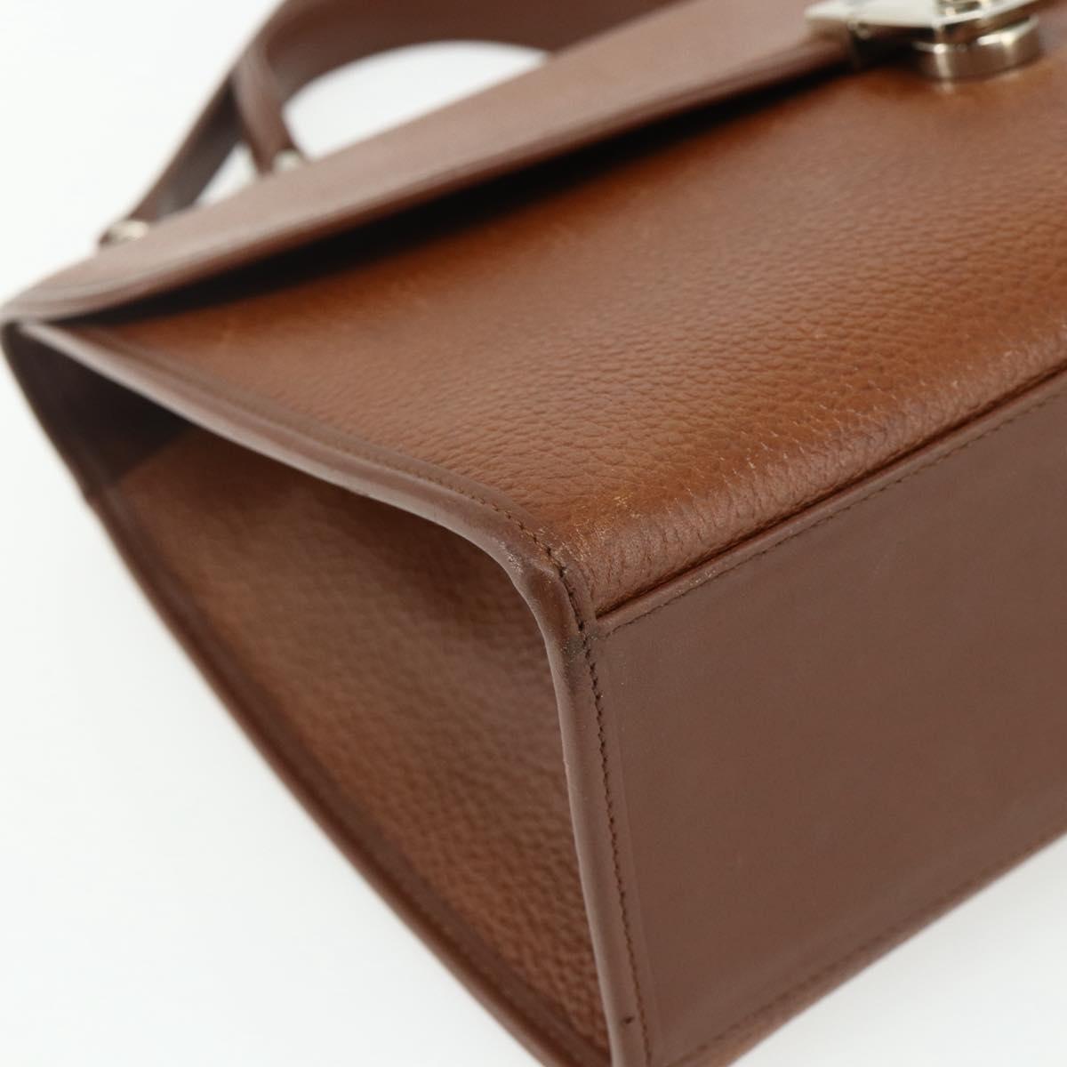 Burberrys Hand Bag Leather 2way Brown Gold Auth 178273