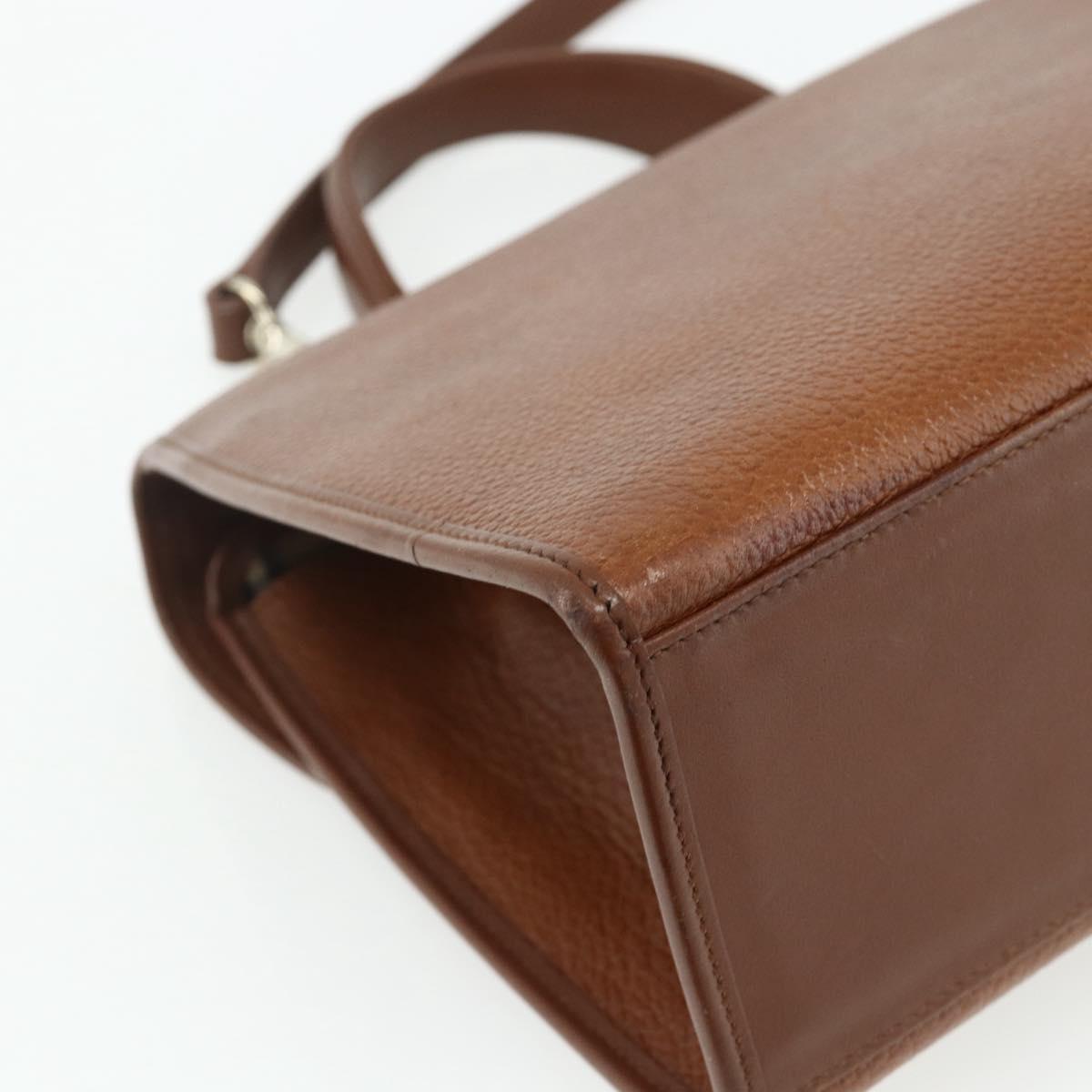 Burberrys Hand Bag Leather 2way Brown Gold Auth 178273