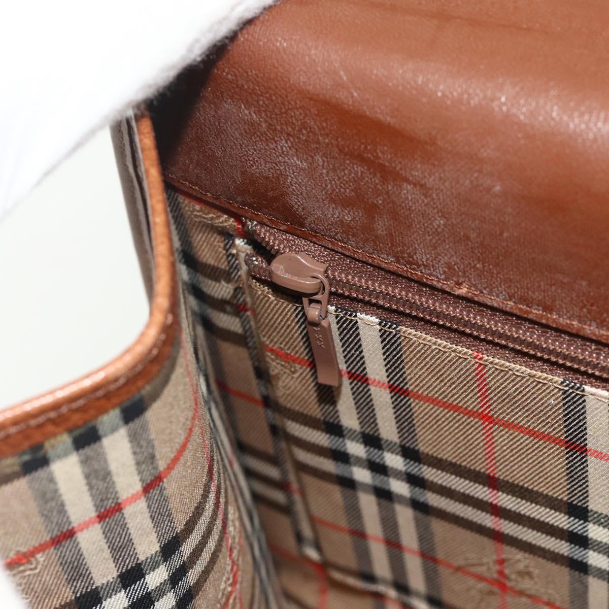 Burberrys Hand Bag Leather 2way Brown Gold Auth 178273