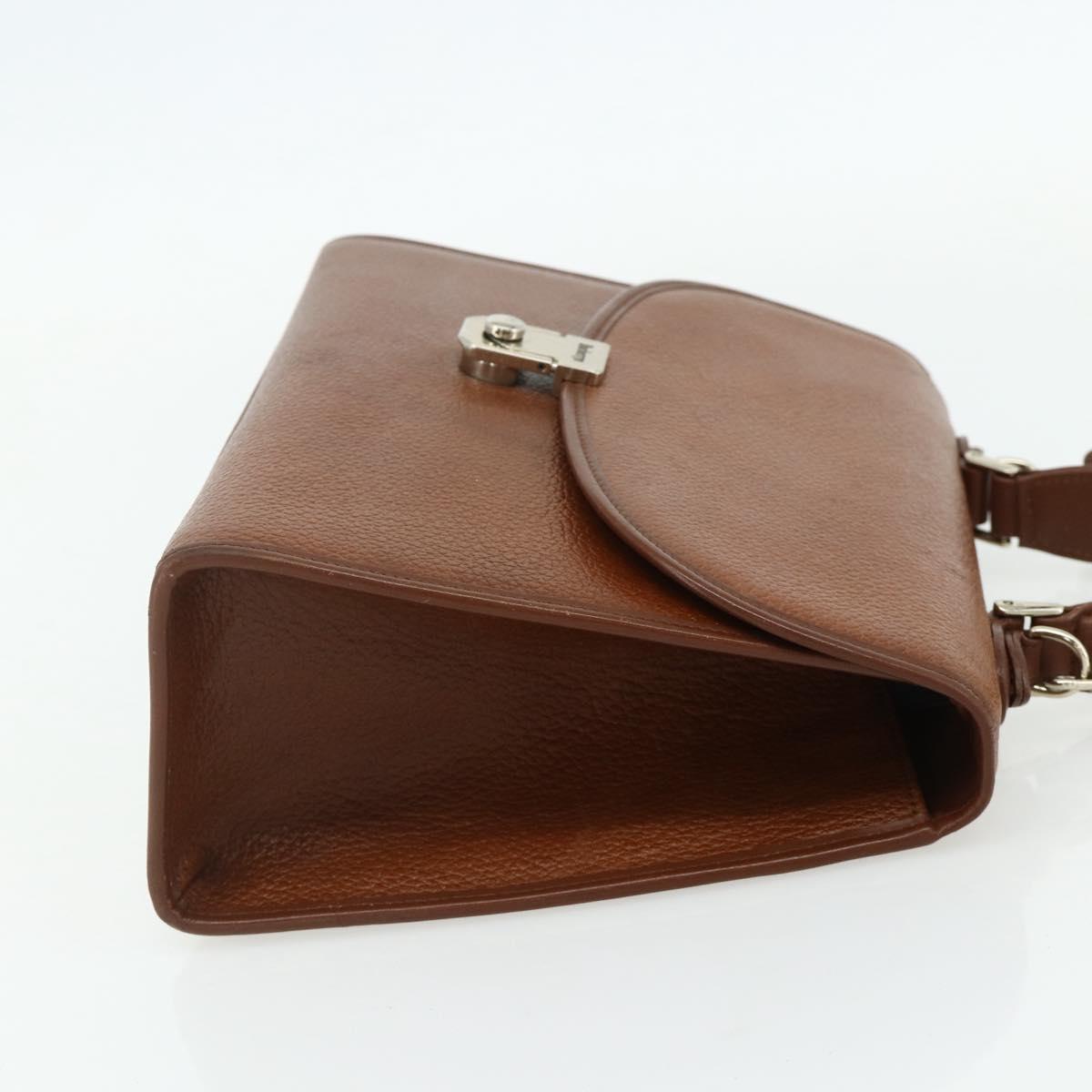 Burberrys Hand Bag Leather 2way Brown Gold Auth 178273