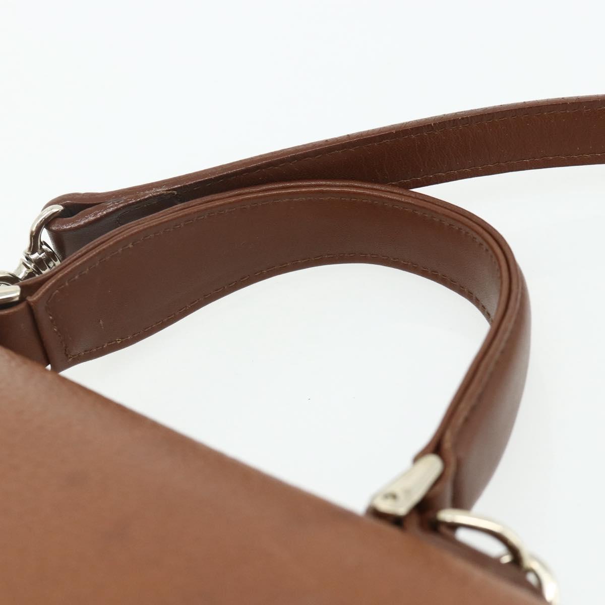 Burberrys Hand Bag Leather 2way Brown Gold Auth 178273