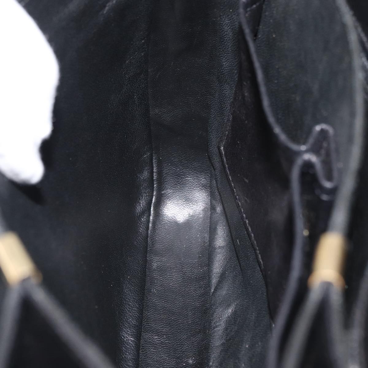 CELINE Shoulder Bag Leather Black Gold Auth 178275