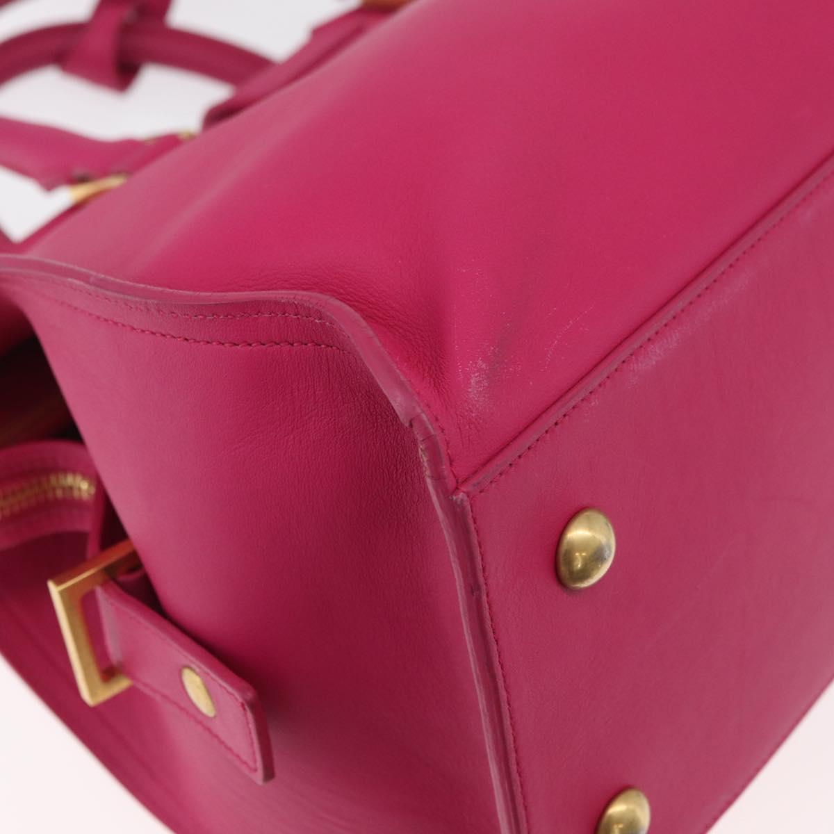 SAINT LAURENT Petit Cabas Hand Bag Leather 2way Pink Gold Auth 178276A