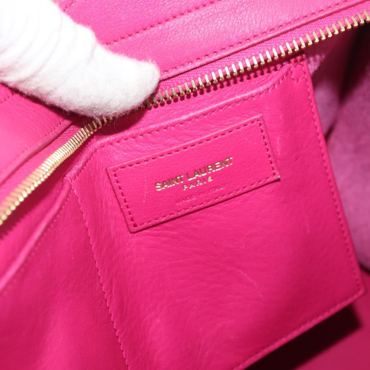 SAINT LAURENT Petit Cabas Hand Bag Leather 2way Pink Gold Auth 178276A