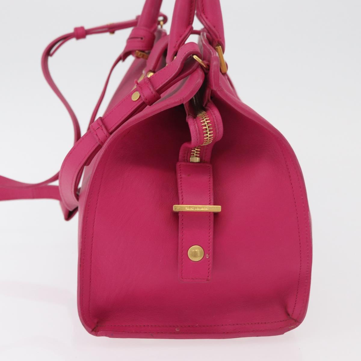 SAINT LAURENT Petit Cabas Hand Bag Leather 2way Pink Gold Auth 178276A