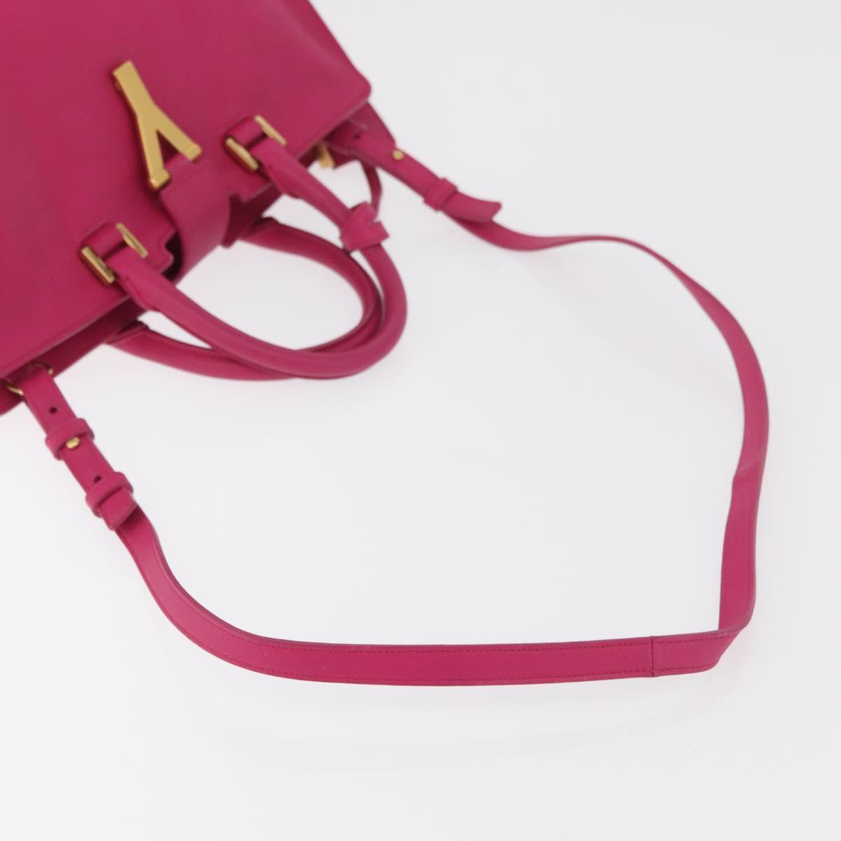 SAINT LAURENT Petit Cabas Hand Bag Leather 2way Pink Gold Auth 178276A