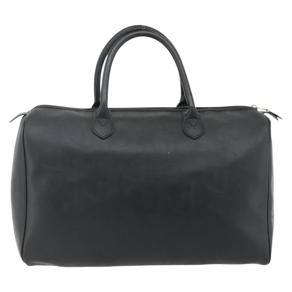 Christian Dior Trotter Canvas Boston Bag PVC Black Gold Auth 178277A