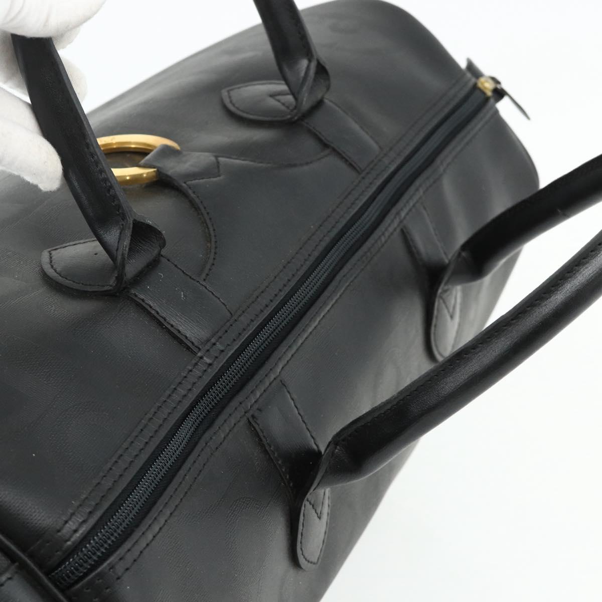 Christian Dior Trotter Canvas Boston Bag PVC Black Gold Auth 178277A
