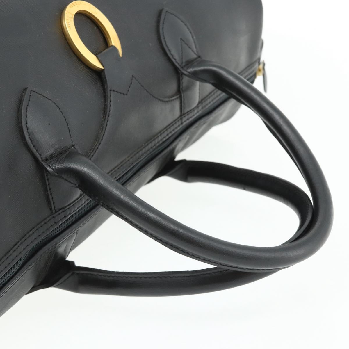 Christian Dior Trotter Canvas Boston Bag PVC Black Gold Auth 178277A
