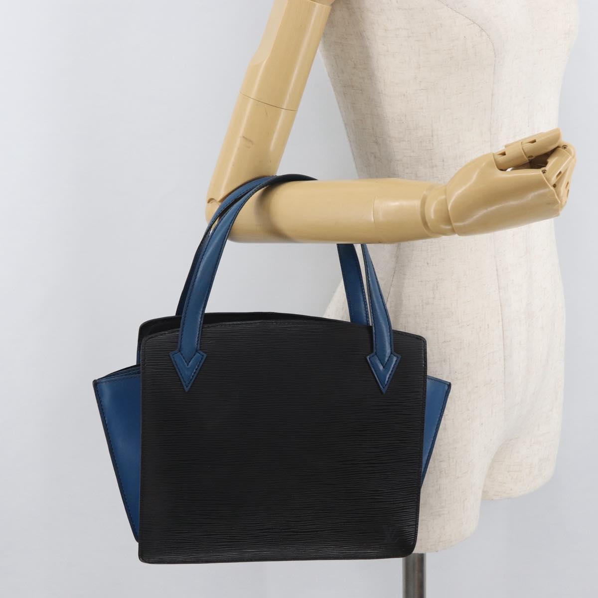 LOUIS VUITTON Epi Bicolor Varenne Hand Bag Black Blue M52385 LV Auth 178287