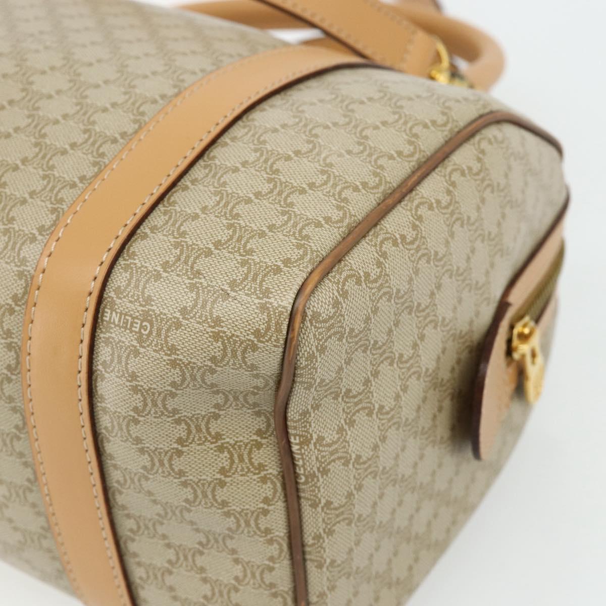 CELINE Macadam Canvas Hand Bag PVC 2way Beige Gold Auth 178288A