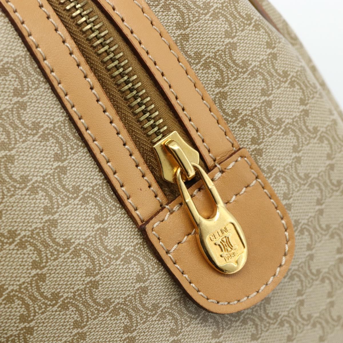 CELINE Macadam Canvas Hand Bag PVC 2way Beige Gold Auth 178288A