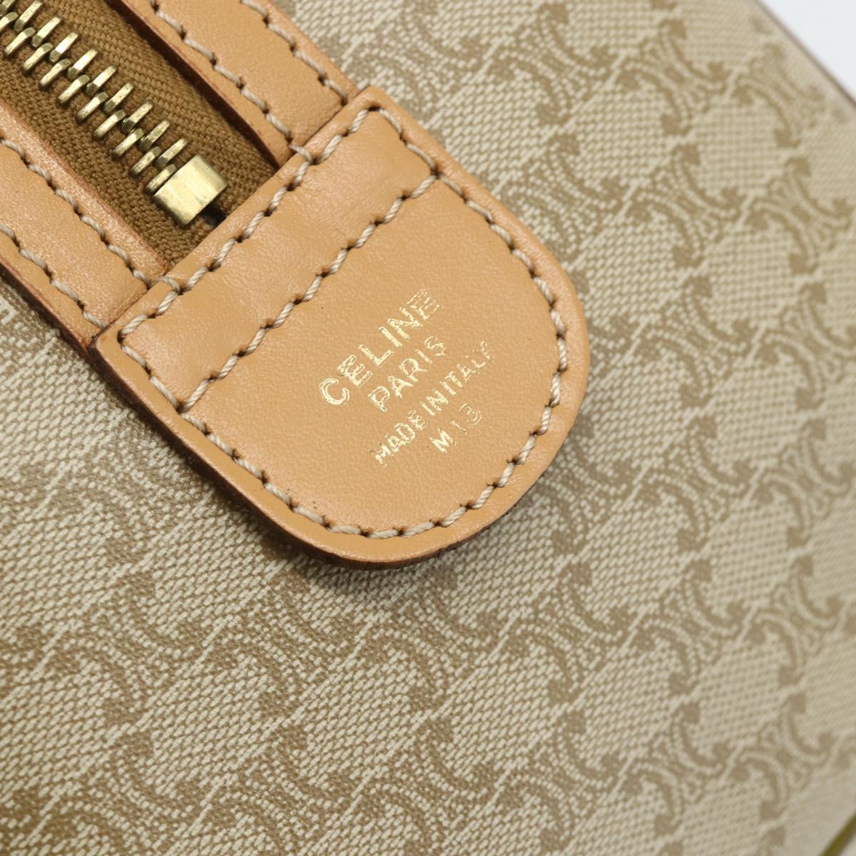 CELINE Macadam Canvas Hand Bag PVC 2way Beige Gold Auth 178288A