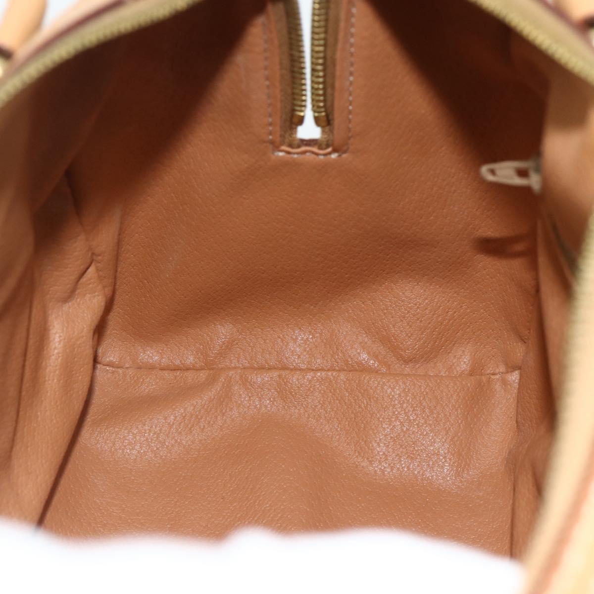 CELINE Macadam Canvas Hand Bag PVC 2way Beige Gold Auth 178288A