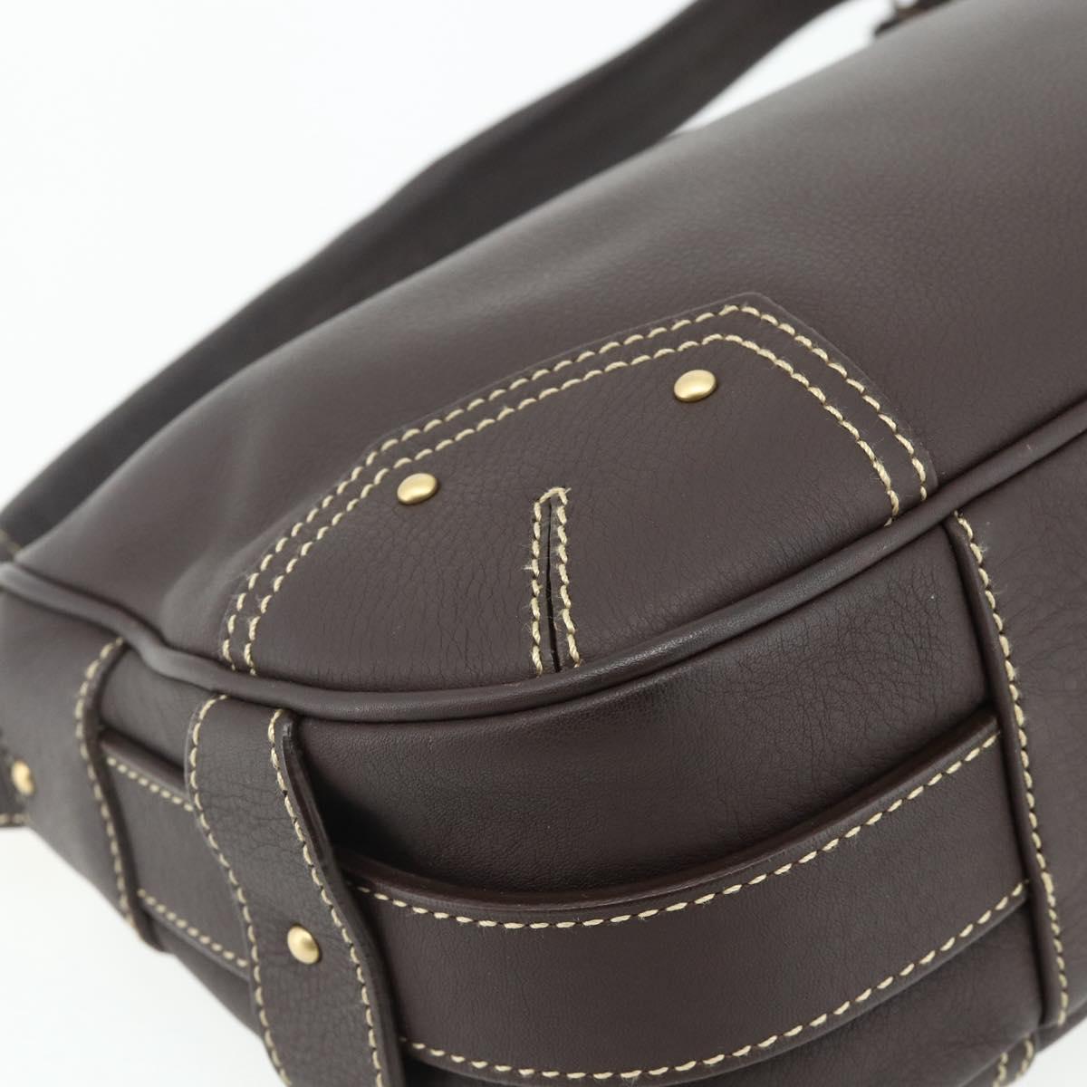 BALLY Shoulder Bag Leather Brown Gold Auth 178289A
