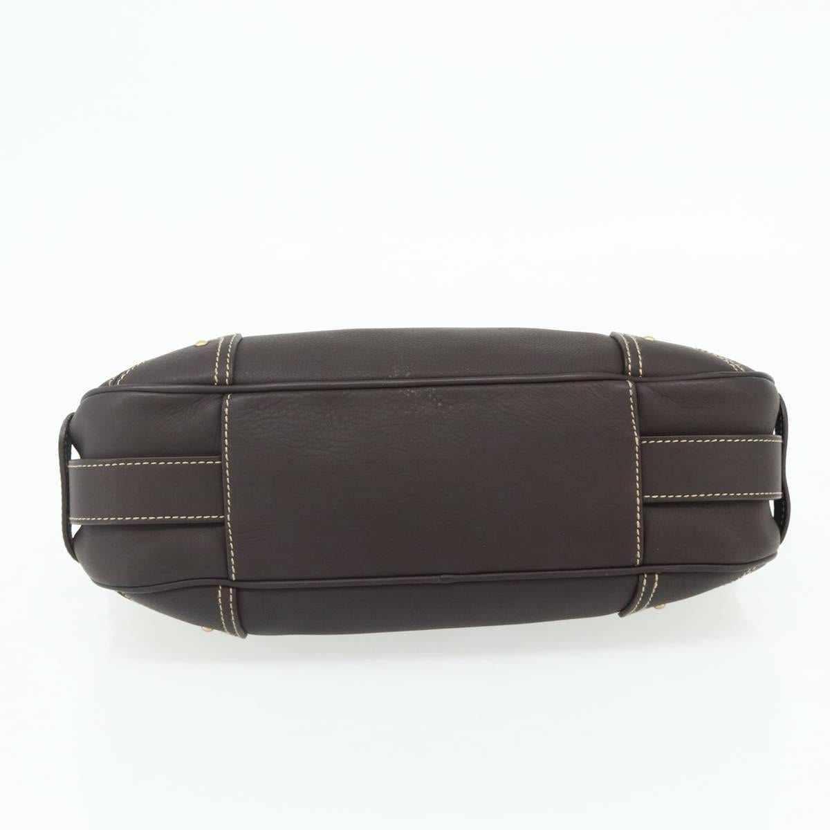 BALLY Shoulder Bag Leather Brown Gold Auth 178289A