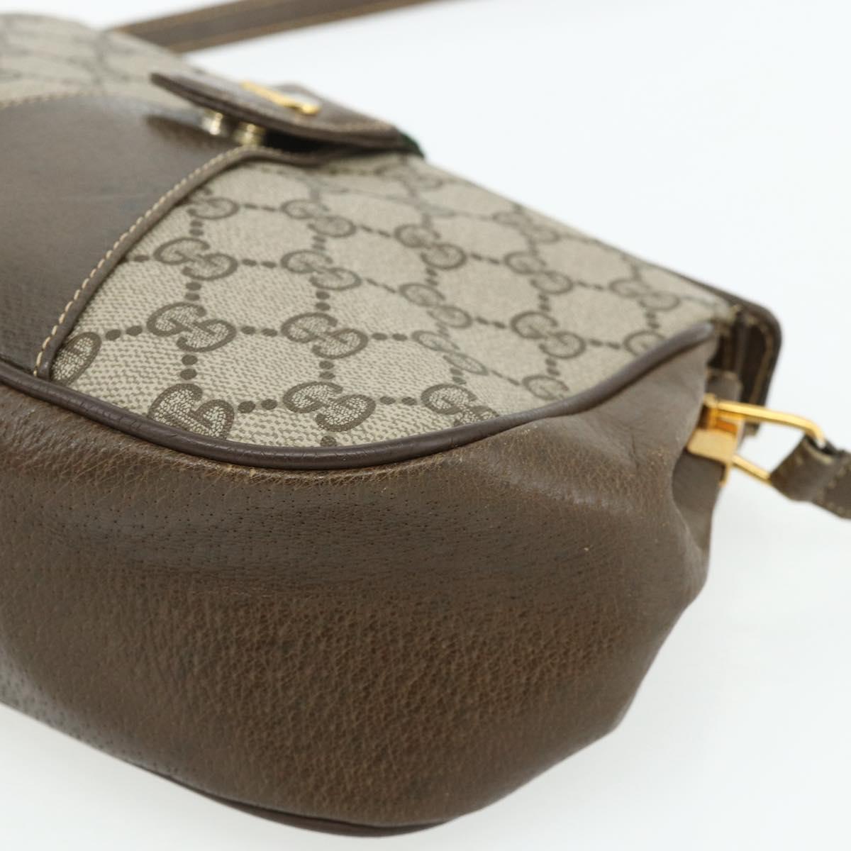 GUCCI Web Sherry Line GG Supreme Bag PVC Beige Gold 66 02 024 Auth 178292