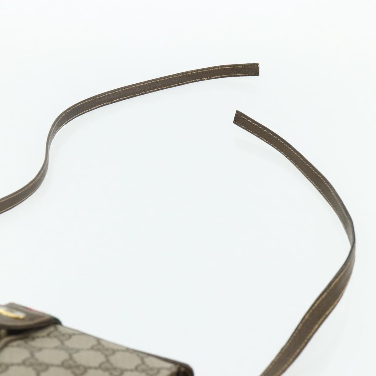 GUCCI Web Sherry Line GG Supreme Bag PVC Beige Gold 66 02 024 Auth 178292