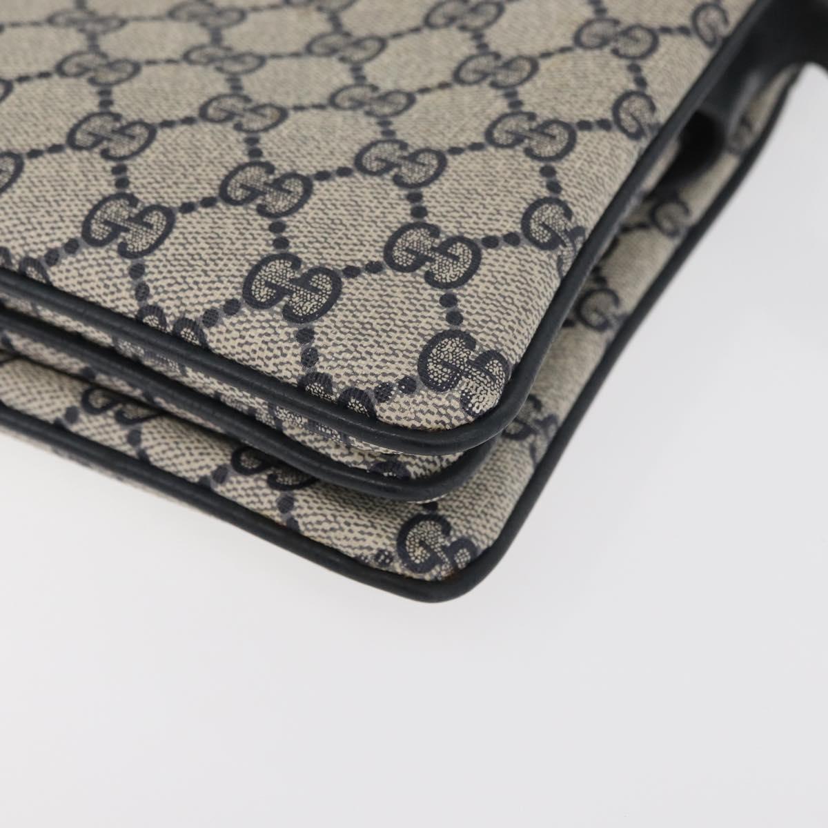 GUCCI GG Supreme Sherry Line Shoulder Bag PVC Navy Gold 14 02 013 Auth 178297
