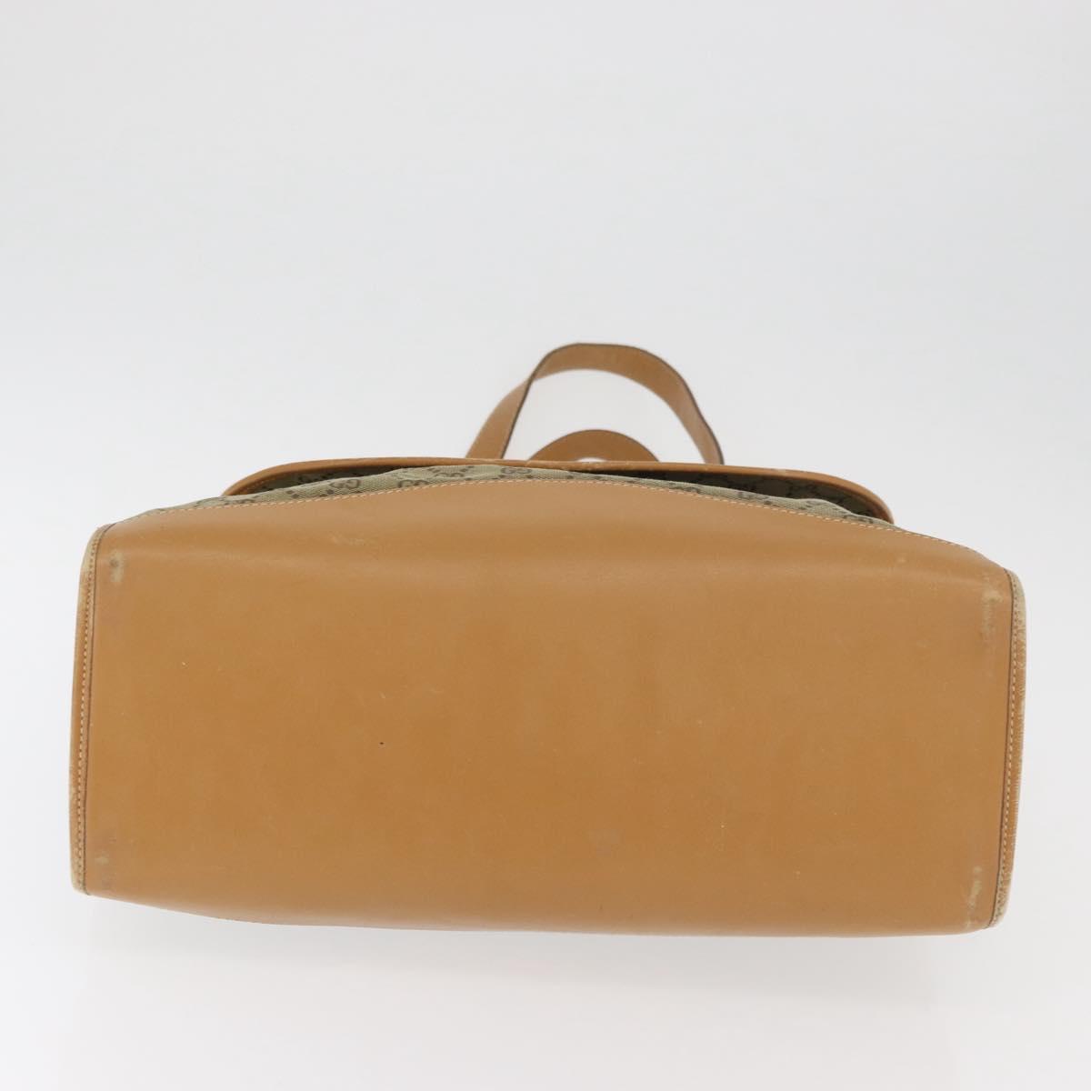 GUCCI GG Canvas Tote Bag Khaki Gold Auth 178301