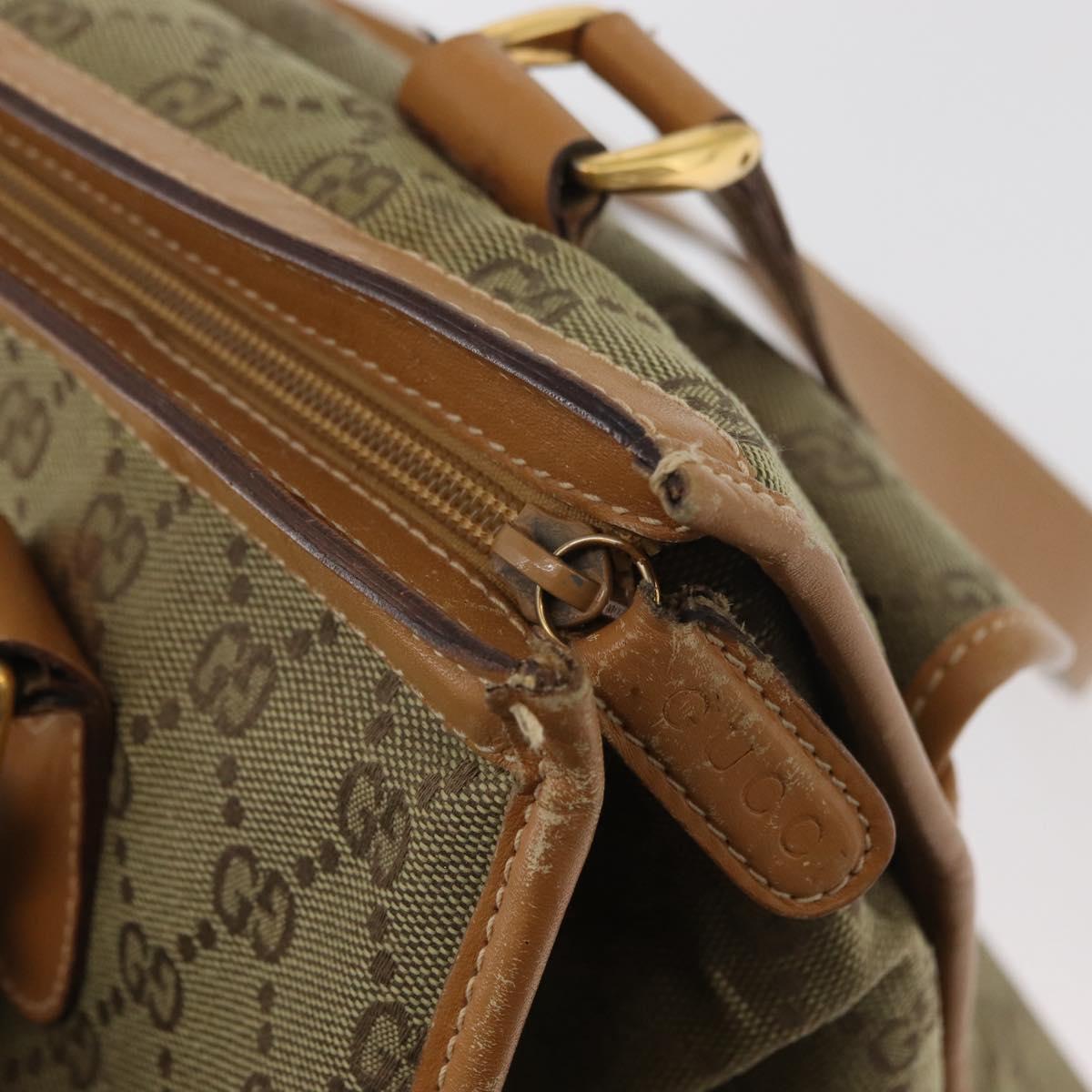 GUCCI GG Canvas Tote Bag Khaki Gold Auth 178301