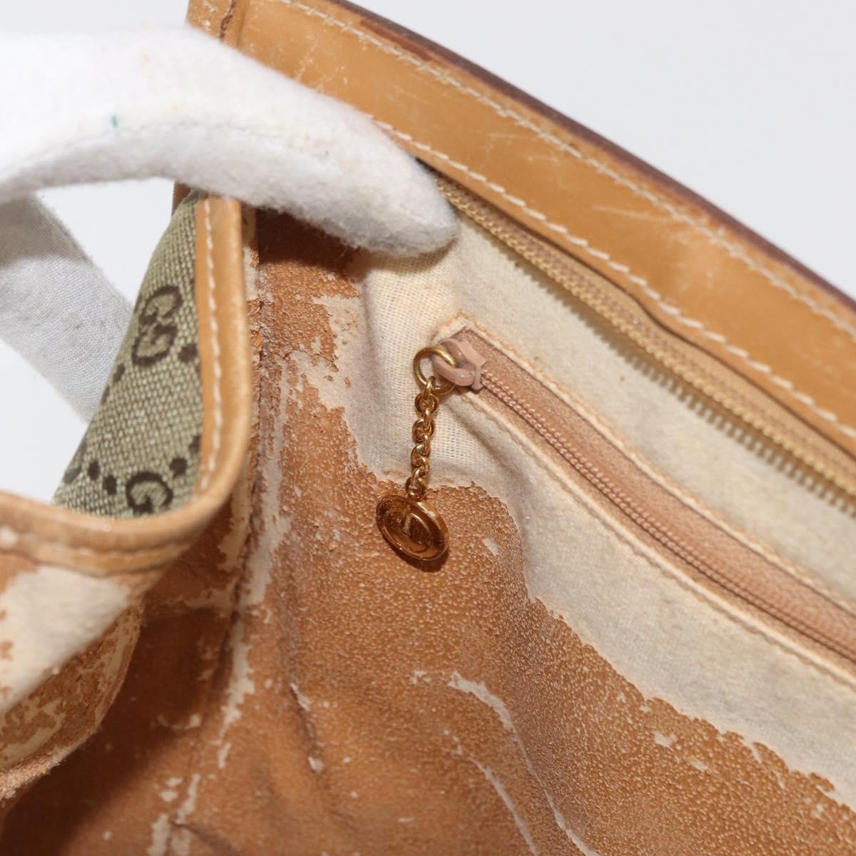 GUCCI GG Canvas Tote Bag Khaki Gold Auth 178301