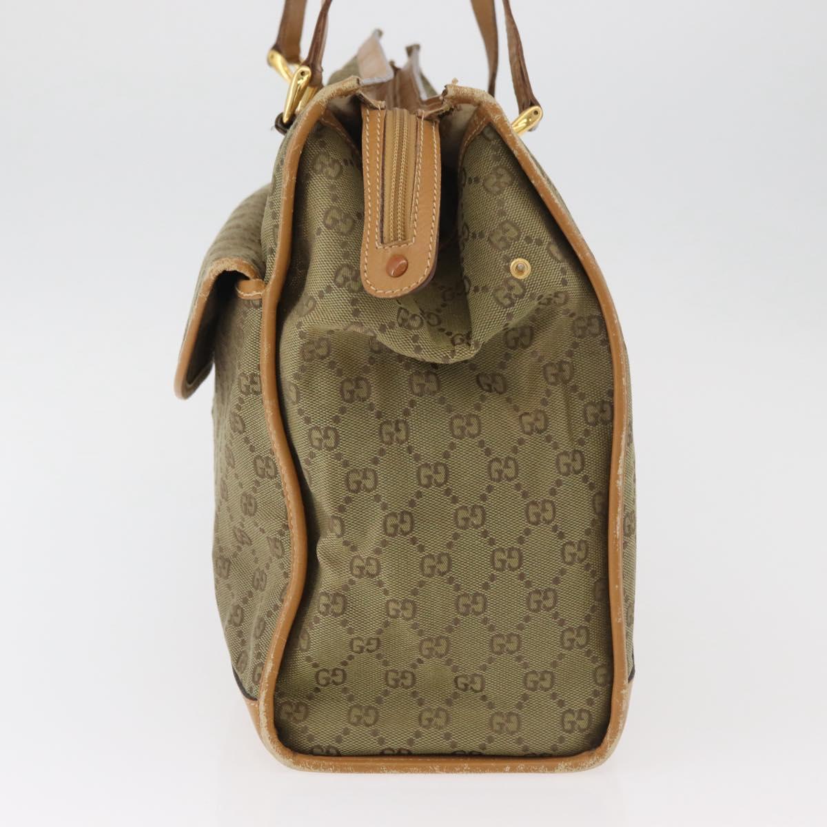GUCCI GG Canvas Tote Bag Khaki Gold Auth 178301