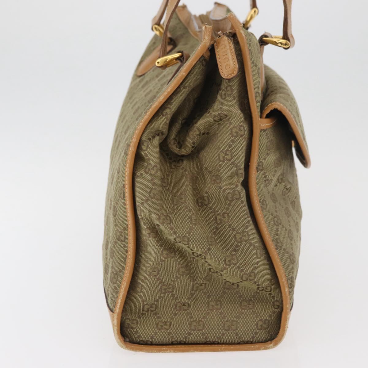 GUCCI GG Canvas Tote Bag Khaki Gold Auth 178301