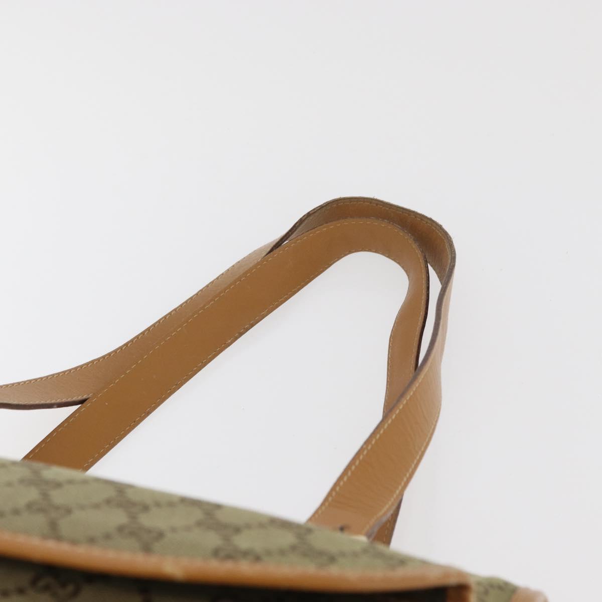 GUCCI GG Canvas Tote Bag Khaki Gold Auth 178301