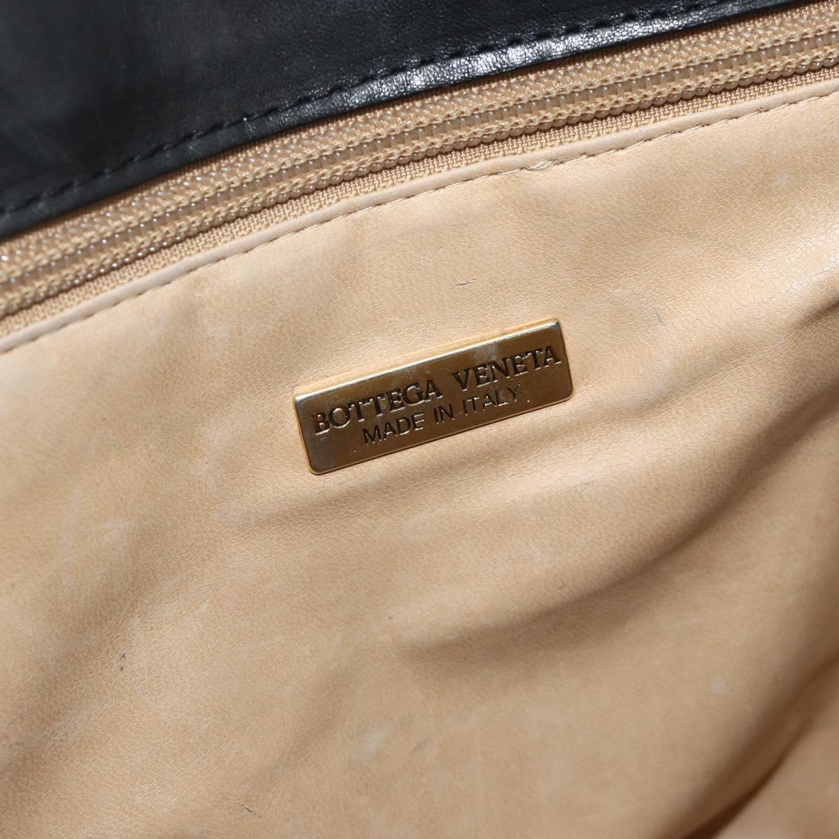 BOTTEGA VENETA INTRECCIATO Hand Bag Leather Black Gold Auth 178302