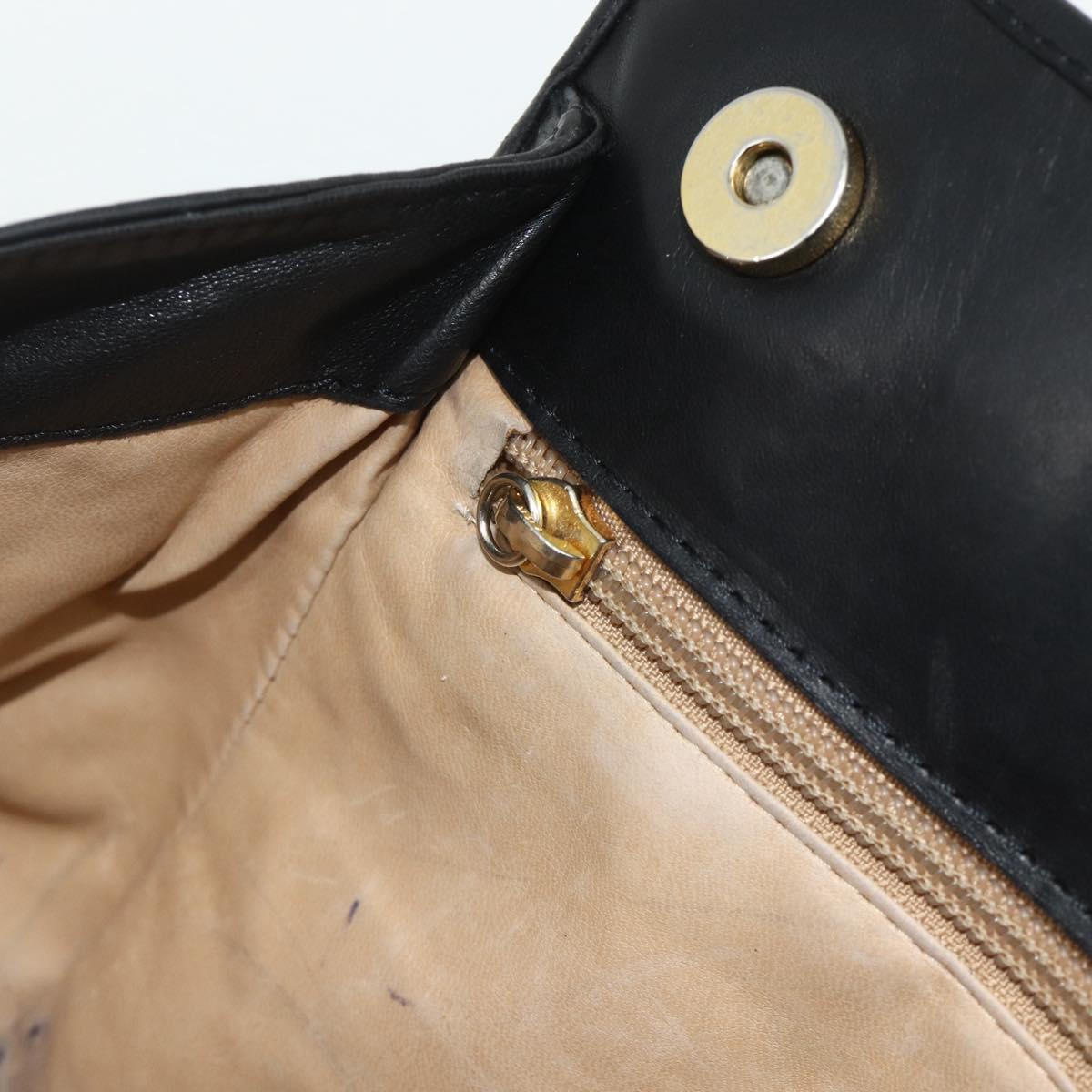 BOTTEGA VENETA INTRECCIATO Hand Bag Leather Black Gold Auth 178302