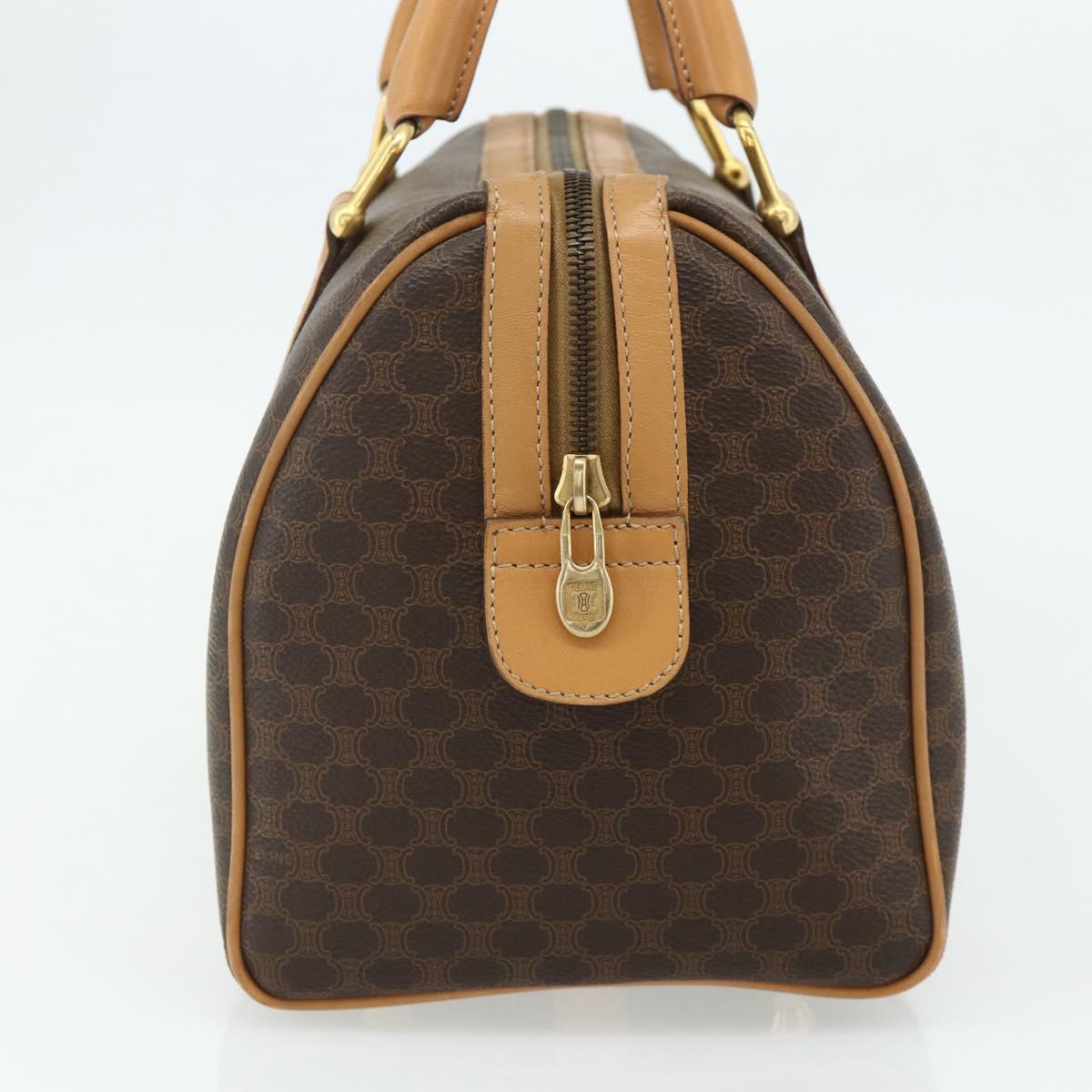 CELINE Macadam Canvas Hand Bag PVC Leather Brown Gold Auth 178304A
