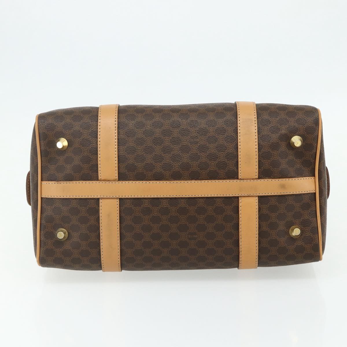 CELINE Macadam Canvas Hand Bag PVC Leather Brown Gold Auth 178304A