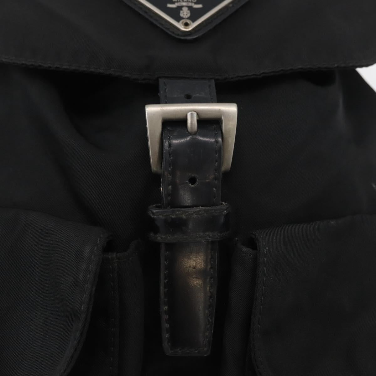 PRADA Backpack Nylon Black Silver Auth 178309