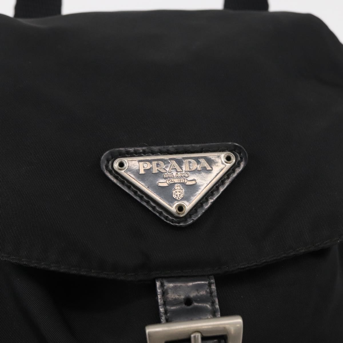 PRADA Backpack Nylon Black Silver Auth 178309