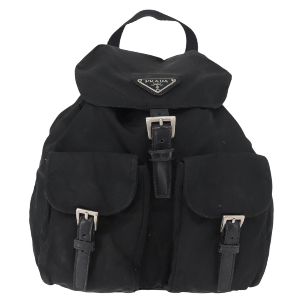 PRADA Backpack Nylon Black Silver Auth 178309