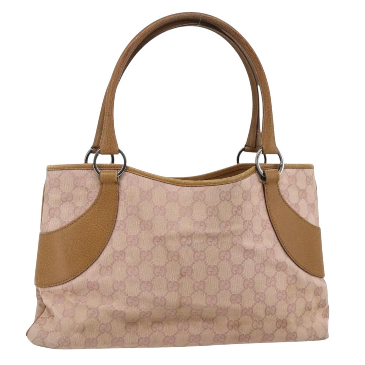 GUCCI GG Canvas Tote Bag Pink Silver 113015 Auth 178312