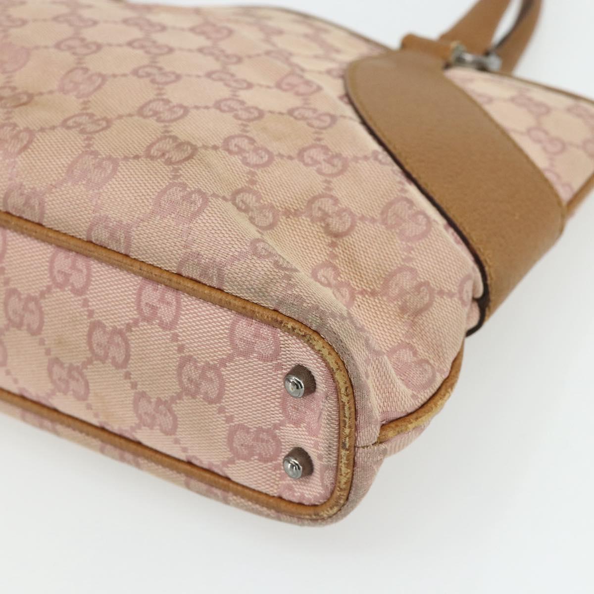 GUCCI GG Canvas Tote Bag Pink Silver 113015 Auth 178312