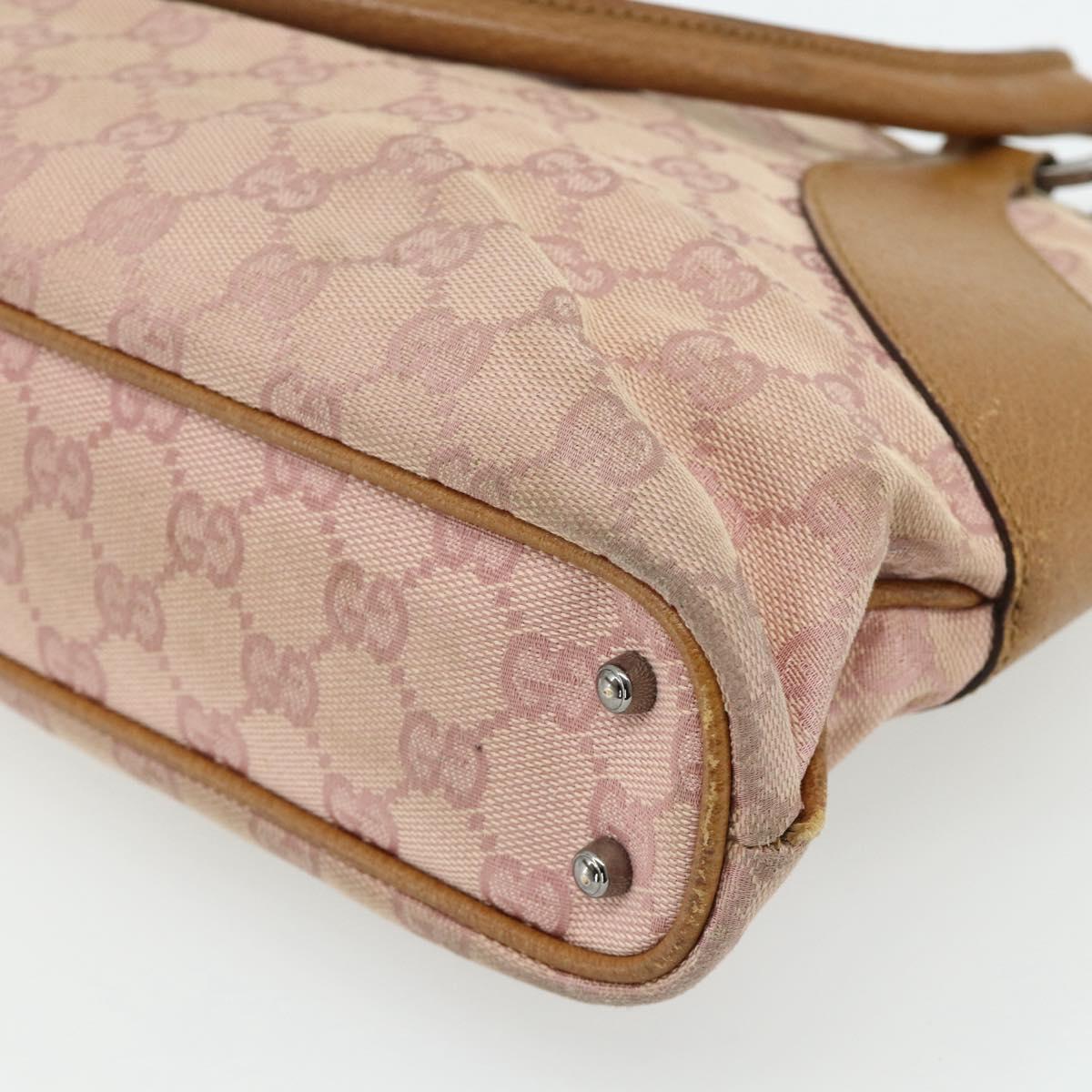 GUCCI GG Canvas Tote Bag Pink Silver 113015 Auth 178312