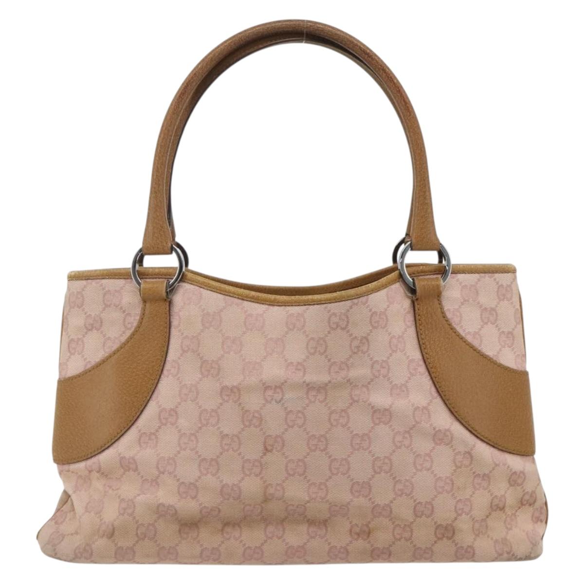 GUCCI GG Canvas Tote Bag Pink Silver 113015 Auth 178312