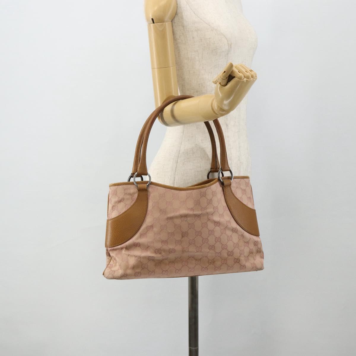 GUCCI GG Canvas Tote Bag Pink Silver 113015 Auth 178312