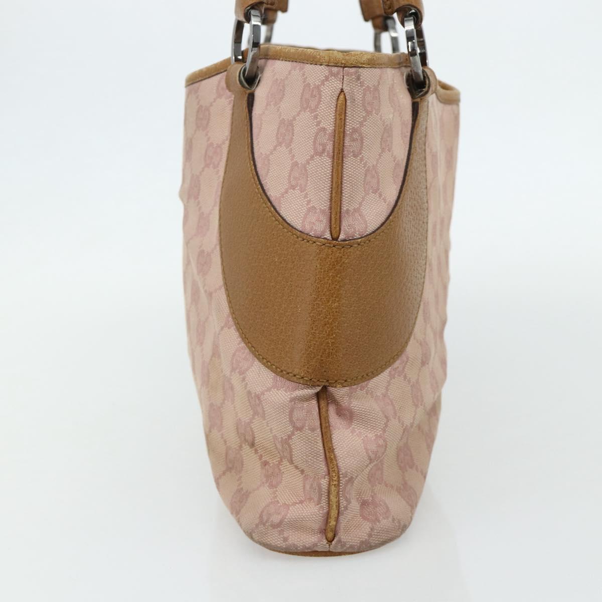GUCCI GG Canvas Tote Bag Pink Silver 113015 Auth 178312