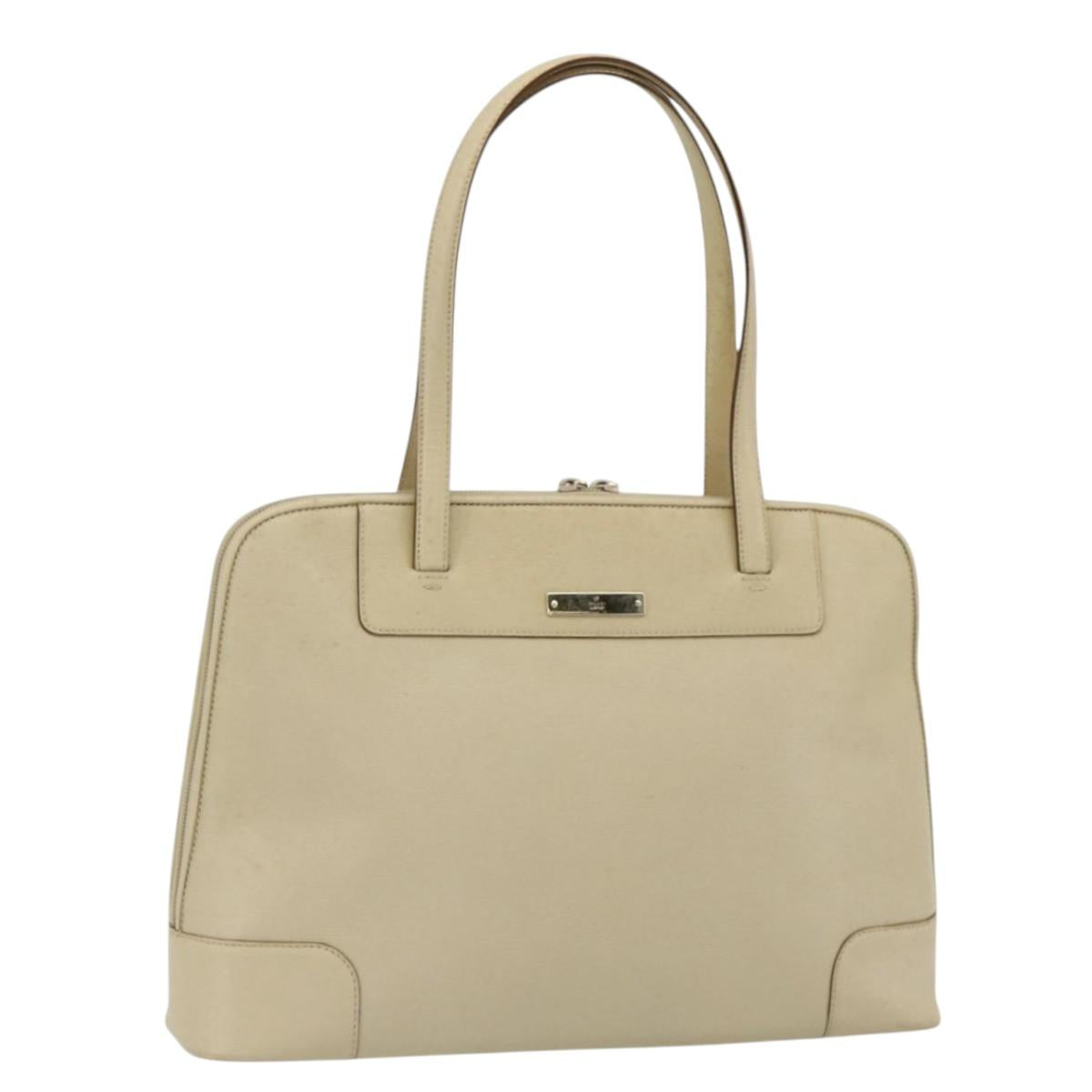 GUCCI Tote Bag Leather Beige Silver 002 1122 2684 Auth 178316