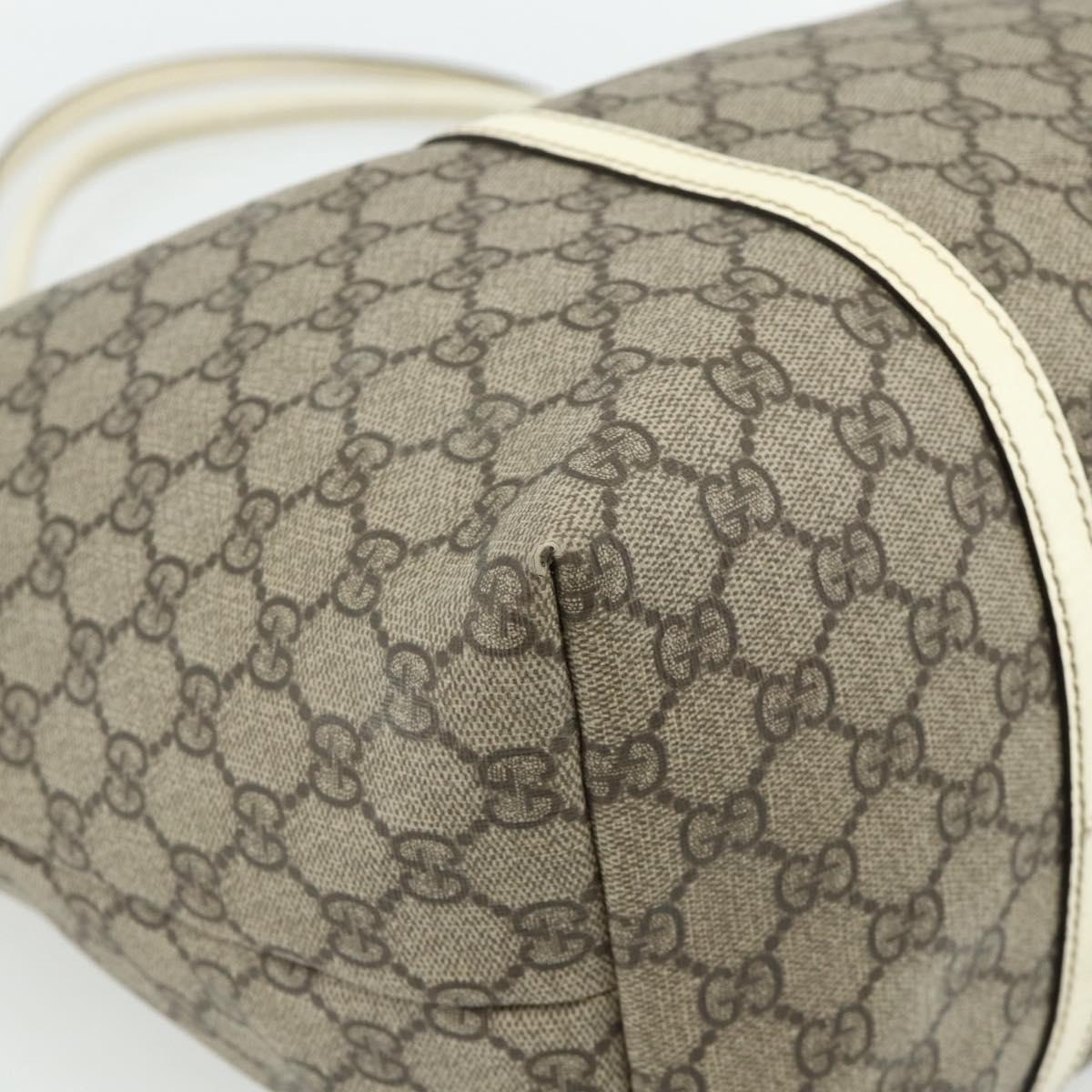 GUCCI GG Supreme Tote Bag PVC Beige Silver 197954 Auth 178317