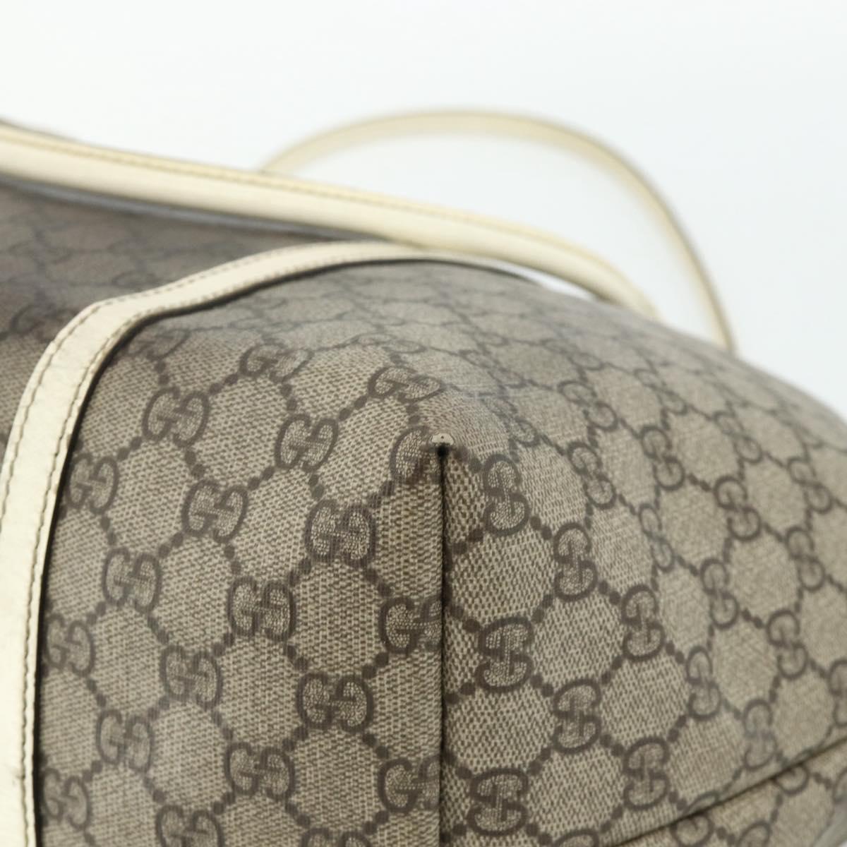 GUCCI GG Supreme Tote Bag PVC Beige Silver 197954 Auth 178317