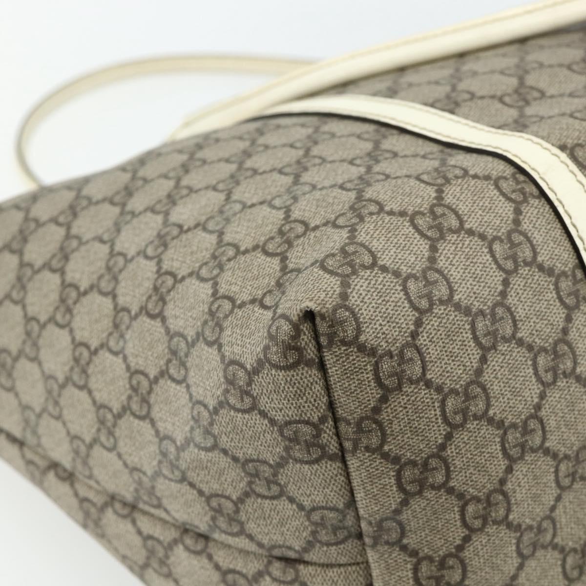 GUCCI GG Supreme Tote Bag PVC Beige Silver 197954 Auth 178317